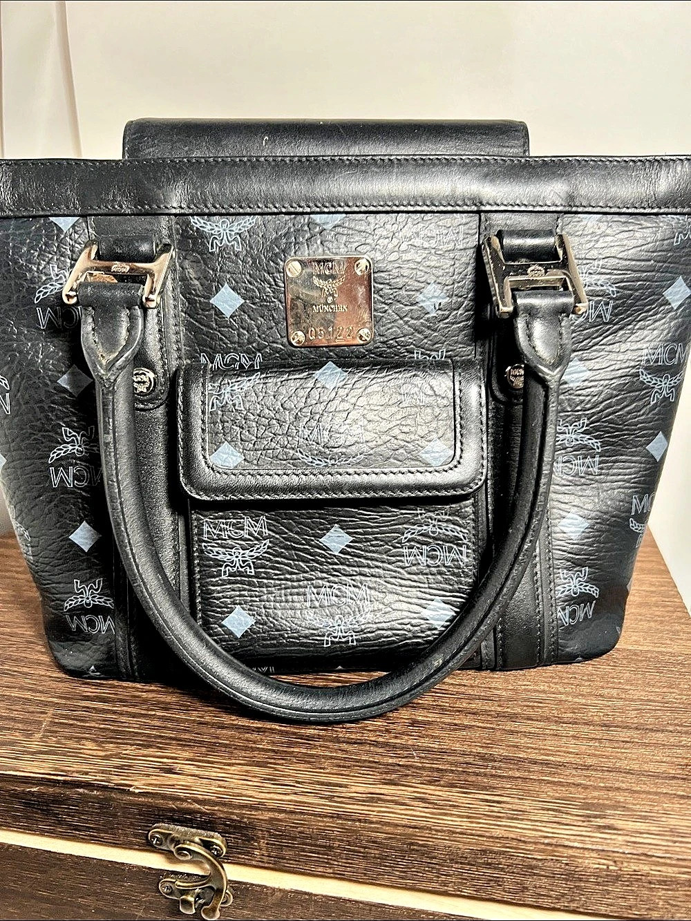 MCM Black Visetos Satchel